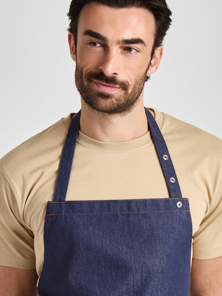 Nucciano Jeans 90 x 75 - Latzschürze mit Taschen - denim